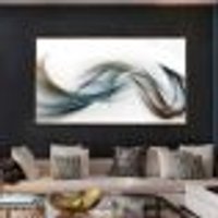 Quadro Decorativo Abstrato com Moldura Caixa, na posição Horizontal, ideal para ambiente de Sala, Quarto e Hall (Moldura Freijo, 100x50 cm)