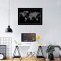 Quadro Mapa Mundi do Investidor 43x30 Filete Preto