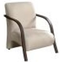 Poltrona Para Sala de Espera Recepção Bege Em Courino Com Braços de Madeira Decorativa Confortável Até 120 kg - PCM
