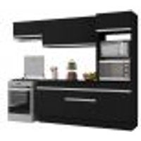 Armário de Cozinha Compacta 4 peças com Rodapé MP2176 Made Multimóveis Preto/Branco