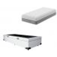 Cama Box Baú Martin Premium com Colchão Solteiro Sublime Mola Ensacada e Espuma Viscoelástica (32x88x188) Cinza e Branco
