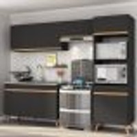 Cozinha Compacta 4 peças com Armário e Balcão MP3749 Veneza GB Multimóveis Preta