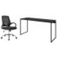 Conjunto de Mesa Studio 150 cm com Cadeira de Escritório Secretária Giratória Light Preta
