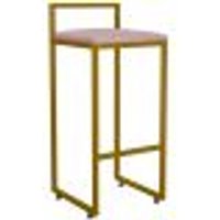 Banqueta Alta Para Cozinha Sala De Jantar Hanna L02 Dourado Suede Rosê - Lyam Decor