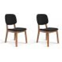 Conjunto com 2 Cadeiras Detroit Linho Preto e Nature