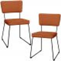 Kit 02 Cadeiras Decorativas Estofada Base De Aço Allana L02 Tecido Terracota - Lyam Decor