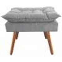 Puff Decorativo Opalla Pés Palito Suede Cinza - DS Estofados