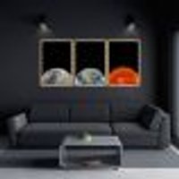 Quadro Terra Lua e Sol 133x60 3-60x43 Caixa Marfim