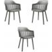 Kit 3 Cadeiras Decorativas Prescott Sala de Jantar PP/PU Cinza G56 - Gran Belo