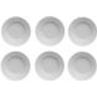 Kit 6 Pratos Fundos de Jantar 23cm Porcelana Branco Germer Diamante Mesa Posta