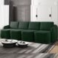 Sofá Cama Modulado Retrátil e Reclinável Decorativo Varsóvia 316cm Veludo Verde G33 - Gran Belo
