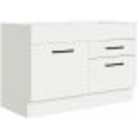 Balcão Gabinete de Pia Cozinha 120 x 60 cm 1 Porta 2 Gavetas Branco (Sem Tampo) Agata Madesa