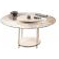 Mesa de Centro Sky Sala de Estar com Tampo em Vidro Pés em Aço Off White G26 - Hb Móveis