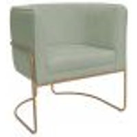 Poltrona Decorativa Betina Base Aço Ouro Fosco Bouclé Verde Claro - Nexta Casa