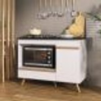 Balcão para Cooktop e Forno 105cm 1 Porta 1 Gaveta Veneza Multimóveis MP2258 Branco/Dourado