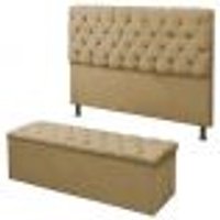 Kit Cabeceira Baby + Calçadeira Itália King 195 CM Suede Marfim - D A Decor