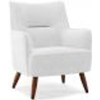 Poltrona Decorativa Fixa Pés de Madeira Isabella D02 Corano Branco C-12 - Lyam Decor