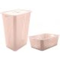 Conjunto Cesto Organizador Para Roupas Com Tampa E Caixa Organizadora Rosa Nude