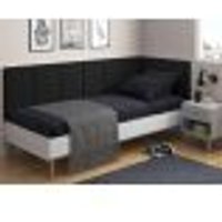 Conjunto de Cabeceira Solteiro Clara Proteção Lateral Suede Preto