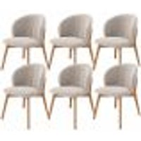 Kit 06 Cadeiras de Jantar e Estar Living Estofada Mia L02 Bouclê Bege - Lyam Decor