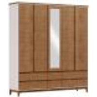 Guarda Roupa 5P 6G Espelho MDF 200 cm 2814 Off White Freijo Milani Store