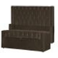 Conjunto Cabeceira e Calçadeira Baú Casal Super King Emma Veludo Marrom