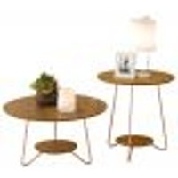 Conjunto Mesa Centro e Apoio Liz com Pés de Ferro Freijo - RPM Móveis