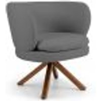 Poltrona Decorativa Sala de Estar Melissa Base Giromad Giratória C-416 Linho Cinza Escuro - Domi