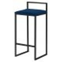 Banqueta Decorativa Selena Base Preta Veludo Azul - Gran Belo