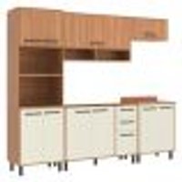 Cozinha Completa Modulada 5 Peças com Gabinete para Pia Havana Multimóveis CR20317 Rovere/Champanhe