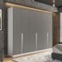 Guarda-Roupa Casal Porto 6 Portas 4 Gavetas Branco e Cinza