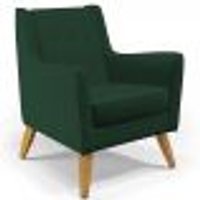 Poltrona Decorativa com Pés de Madeira Taroba D02 Veludo Verde Musgo C-303 - Lyam Decor