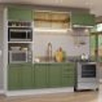 Armário de Cozinha Completa 270 cm Branco/Verde Vik Madesa 04
