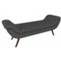 Puff Recamier Calçadeira 140cm Pés Palito Madeira Vêneto Z37 Veludo Chumbo - Mpozenato