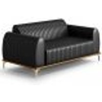 Sofá 3 Lugares Para Sala De Estar Molino 210 Cm D02 Pés D'ouro CourÃssimo Preto B-159 - Lyam Decor