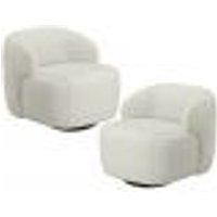 Kit 02 Poltronas Decorativa Orgânica Giratória Para Sala Living Barolo L06 Linho Cru - Lyam Decor