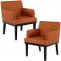 Kit 02 Poltronas Decorativas Sala de Estar Base Preto Beatriz W01 Tecido Terracota - Lyam Decor