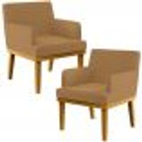 Kit 02 Poltronas Decorativa Para Sala De Estar E Recepção Beatriz W01 Bouclê Mostarda - Lyam Decor