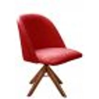 Poltrona Gaia Base Giratória De Madeira - Suede Vermelho