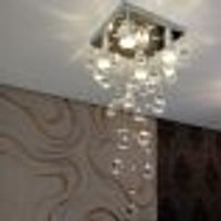 Lustre Chuva de Cristais Inox Espelhado para Recepção e Sala de Estar 60cm