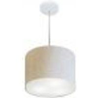 Pendente CilÃndrico Md-4210 Cúpula em Tecido 30x25cm Linho Bege - Bivolt