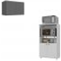 Kit Armário de Cozinha 2 Portas com Balcão Multiuso Multimóveis MP2236 Branco/Grafite