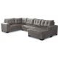Sofá de Canto 6 Lugares com Chaise Direito Dijon Suede Animale Cinza