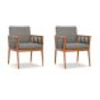 Conjunto com 2 Poltronas Chicago Linho Cimento