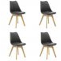 Kit 4 Cadeiras Saarinen Wood Com Estofamento Várias Cores - Preto