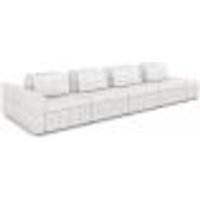 Sofá Ilha com Puff para Sala Living 465cm Amber M03 Bouclê Branco - Lyam Decor