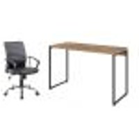 Conjunto de Mesa Studio Carvalho 120 cm com Cadeira de Escritório Diretor Giratória Oslo Preta