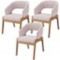 Kit 03 Cadeiras de Jantar e Estar Living Estofada Lince L02 Suede Rosê - Lyam Decor