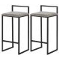 Kit 2 Banqueta Decorativa Selena Base Preta Veludo Cinza G41 - Gran Belo