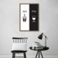 Quadro Cozinha AM PM - Café e Vinho 43x30 Caixa Marrom
